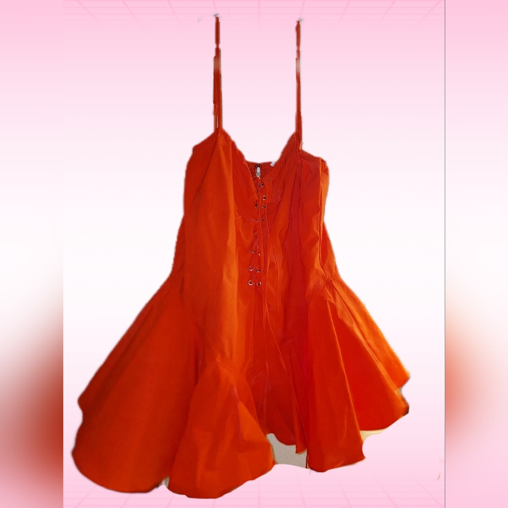 DOLLS KILL Tangerine My Truthful Thoughts Flared Dress 2x